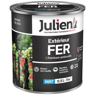 Peinture Julien fer anti rouille noir mat 0.5l - JULIEN