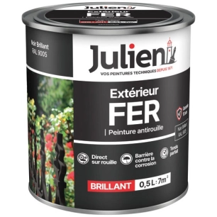 Peinture Julien fer anti rouille noir brillant 0.5l - JULIEN