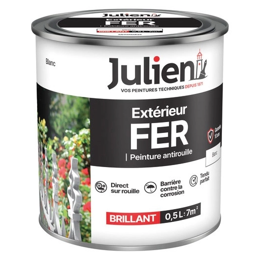 Peinture Julien fer anti rouille blanc 0.5l - JULIEN