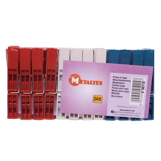 Lot de 24 Pinces à linge en plastique - METALTEX