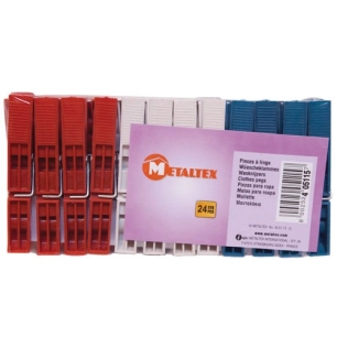 Lot de 24 Pinces à linge en plastique - METALTEX