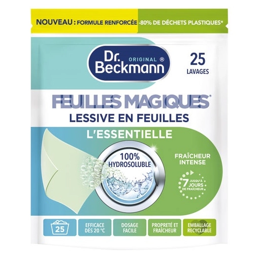 Lessive feuilles l'essentielle 25 lavages blanc et couleur. - DR BECKMANN
