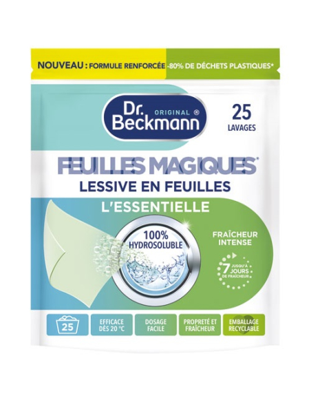 Lessive feuilles l'essentielle 25 lavages blanc et couleur. - DR BECKMANN