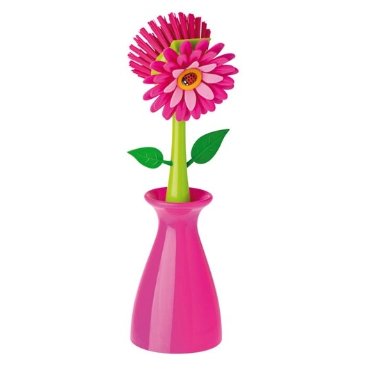 Brosse vaisselle en vase rose - VIGAR