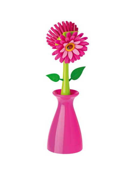 Brosse vaisselle en vase rose - VIGAR