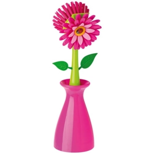 Brosse vaisselle en vase rose - VIGAR
