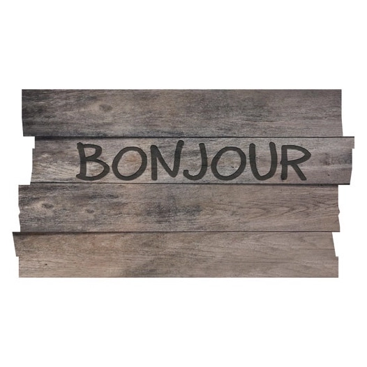 Tapis boston decoupe planche bonjour gris 40x70cm - IDMAT