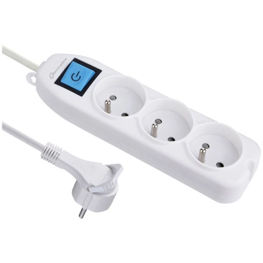 Bloc 3x2P fiche plate + inter 3G1 1.5m blanc - ELECTRALINE