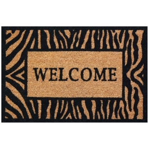 Tapis coco naturel 40x60 cm épaisseur 15 mm welcome zèbre - IDMAT