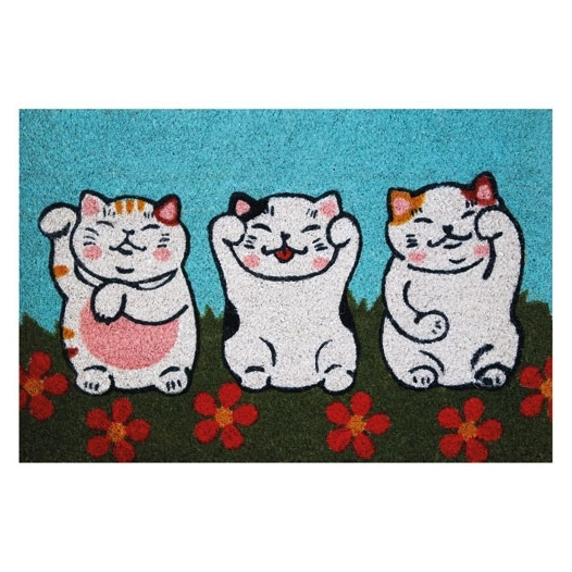 Tapis coco blanchi chats 40x60cm - IDMAT