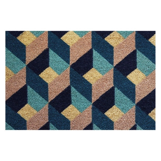 Tapis coco blanchil sur semelle latex 40x60cm géométrie - IDMAT