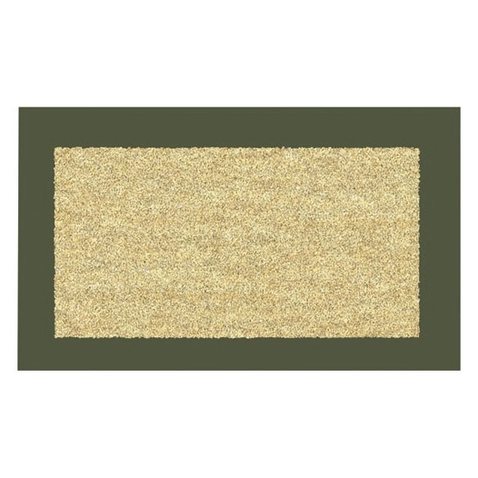 Tapis coco blanchi 40x70 cm épaisseur 15 mm bord kaki - IDMAT