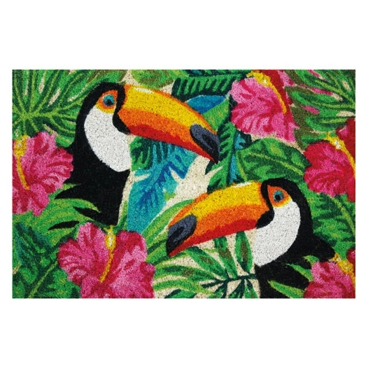 Tapis coco blanchi toucans / pvc 40x60 cm - IDMAT