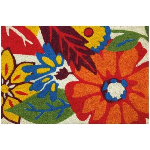 Tapis coco blanchi flowers 40x60 cm - IDMAT