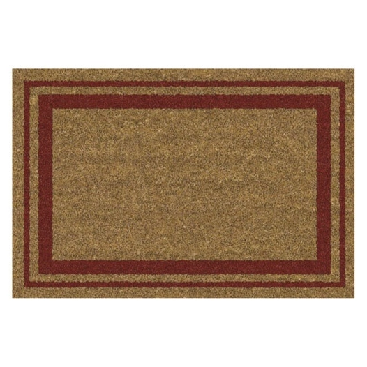 Tapis coco naturel bordures rouge 40x60cm - IDMAT