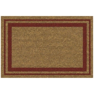 Tapis coco naturel bordures rouge 40x60cm - IDMAT