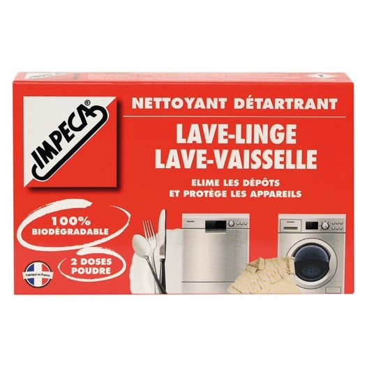 Impeca detartrant poudre lave linge/lave vaisselle X2 doses - IMPECA