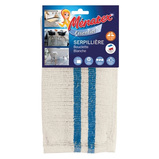 Serpillière bouclette blanche 50x60cm - MENATEX