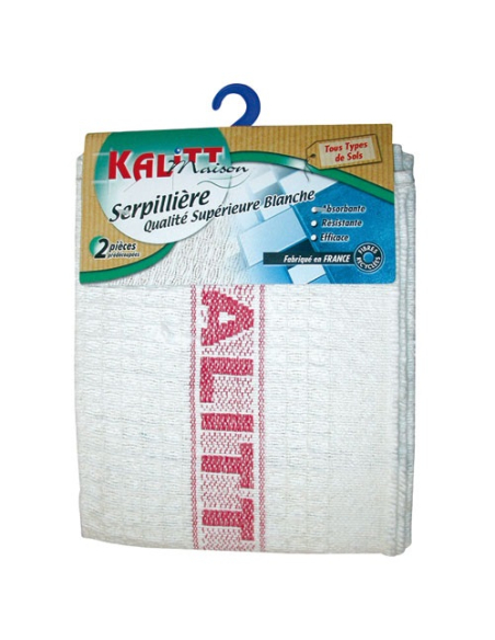 Kalitt serpillière gaufrée blanche 60x100cm sur cavalier - KALITT MAISON