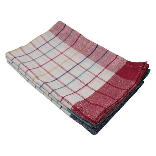 Lot 3 torchons victoria 2 rouge et 1 gris - TISSAGES DE BEAULIEU