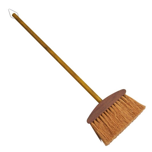 Balayette d'âtre bois verni fibres coco + manche - FINDIS EBJ