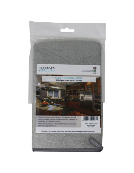 Gant microfibre special inox sur carte - TISSAGES DE BEAULIEU