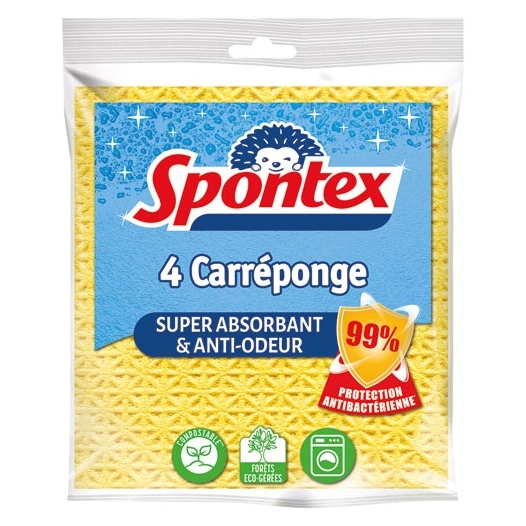 Carre-eponge anti bacteries les 4 - SPONTEX