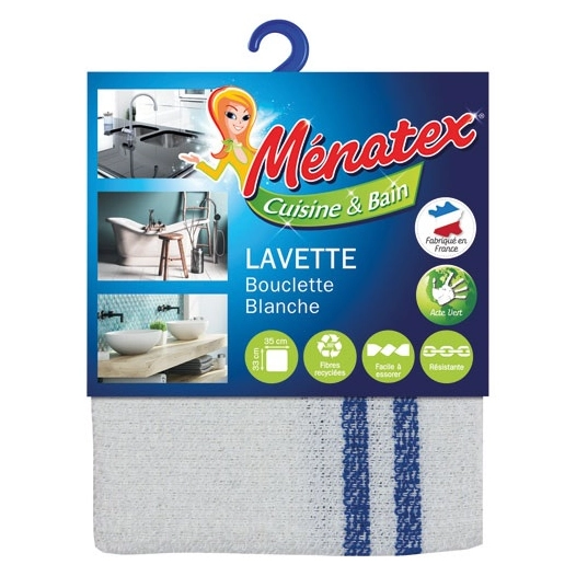 Lavette bouclette blanche 33x35cm - MENATEX
