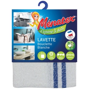 Lavette bouclette blanche 33x35cm - MENATEX