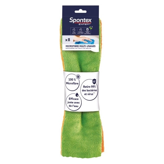 Lavette microfibre multi usages x 8 - SPONTEX EXPERT