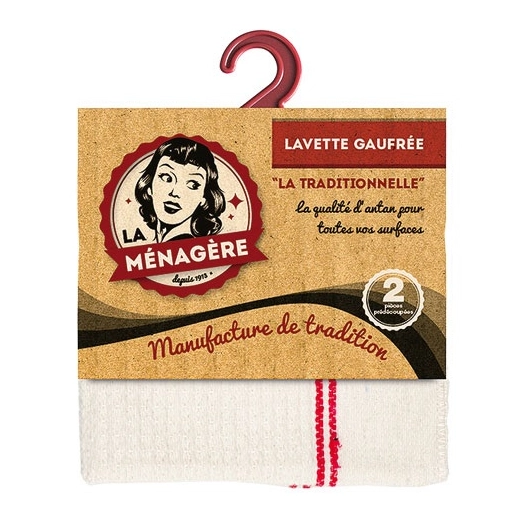 Lavette gaufrée 30x70cm la traditionelle sur cavalier - LA MENAGERE