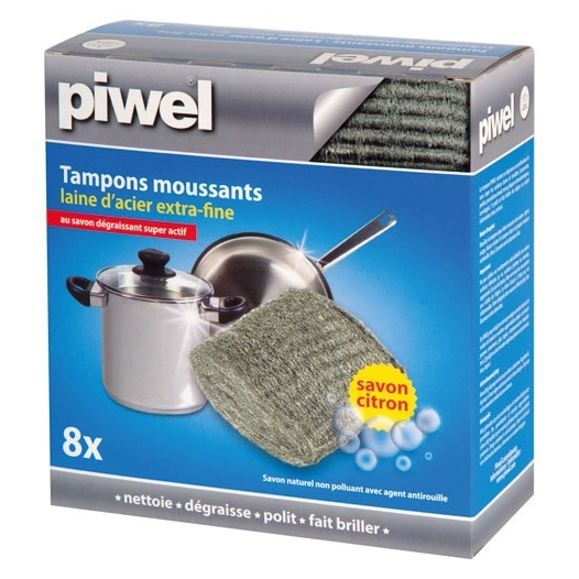 Tampons laine d'acier avec savon x8 - TAMPEL