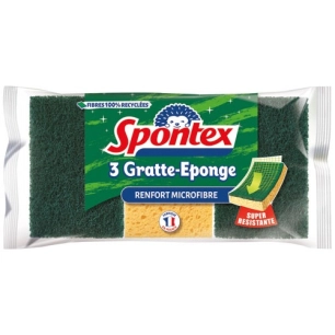Gratte eponge avec renfort microfibre très absorbant x3 - SPONTEX