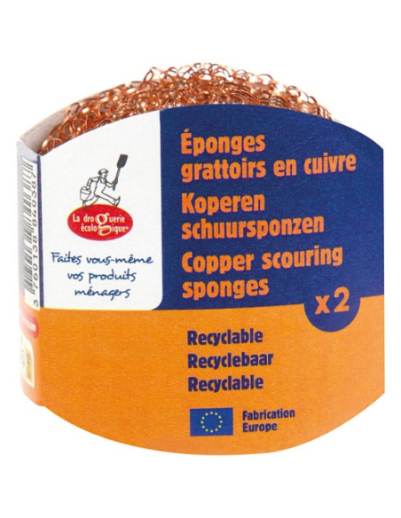 Lot de 2 eponges grattoir en cuivre - LA DROGUERIE ECOLOGI