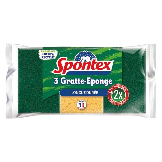 Eponge grattante longue duree x3 - SPONTEX