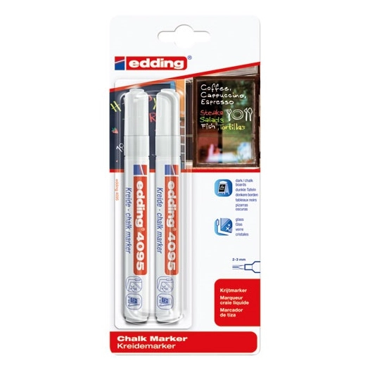 Marqueur craie liquide blanc blister de 2 - EDDING