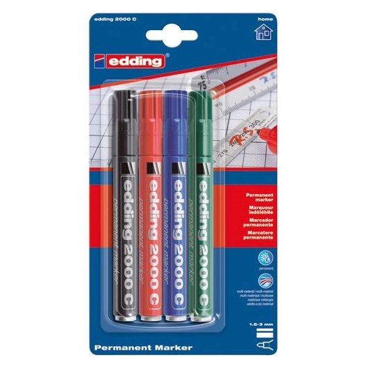 Marqueur indélébile x4 assortis - EDDING