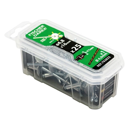 Rivets aveugle 4.8x16 x 25 pièces tête large - FISCHER DAREX