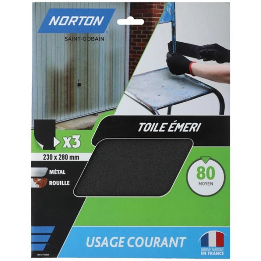 Feuilles toile emeri 230x280 grain 80 norton courants - NORTON