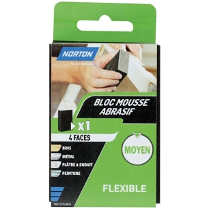 Eponge 4 face 100x66x26 grain 100 moyen norton courants - NORTON