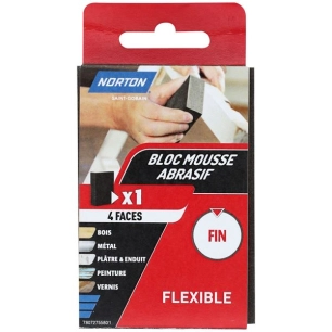 Eponge 4 face 100x66x26 grain 180 fin norton courants - NORTON