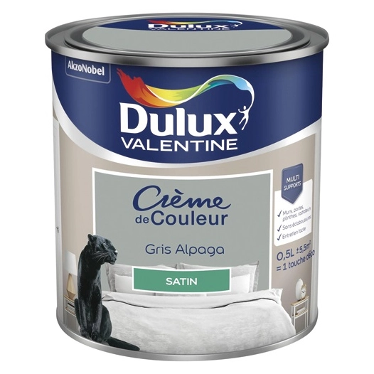 Valentine crème de couleur satin 0.5l gris alpaga - DULUX VALENTINE