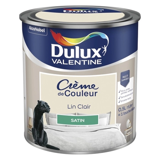 Valentine crème de couleur satin 0.5l lin claire - DULUX VALENTINE