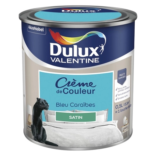 Valentine crème de couleur satin 0.5l bleu caraibes - DULUX VALENTINE