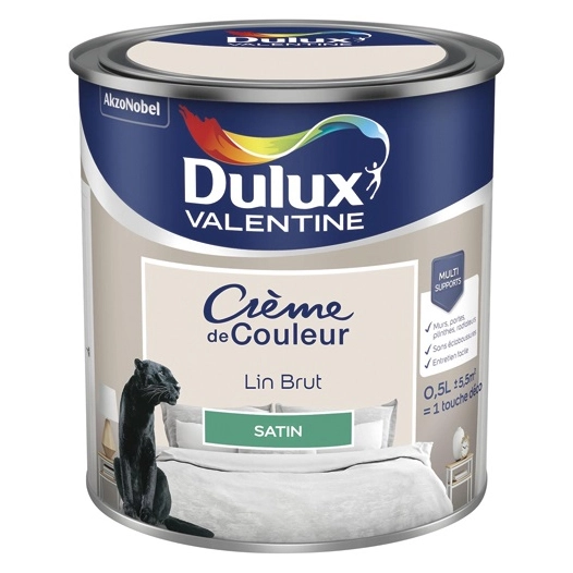 Valentine crème de couleur satin 0.5l lin brut - DULUX VALENTINE