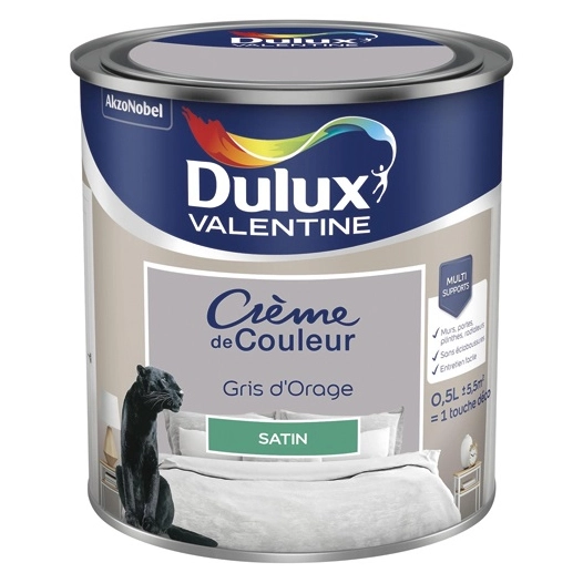 Valentine crème de couleur satin 0.5l gris orage - DULUX VALENTINE