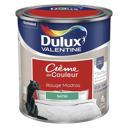 Valentine crème de couleur satin 0.5l rouge madras - DULUX VALENTINE