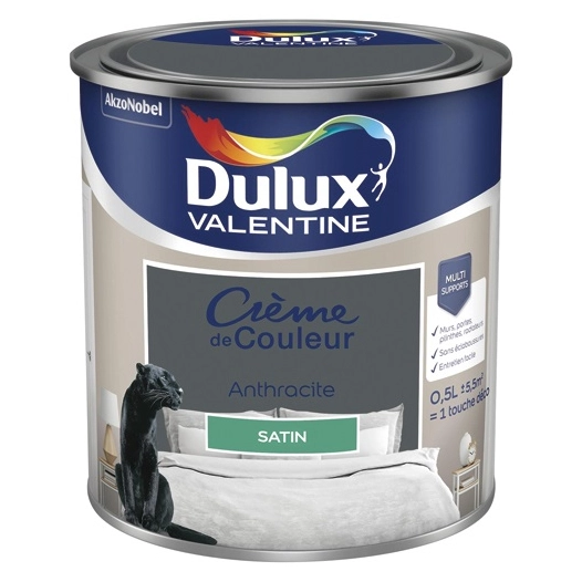Valentine crème de couleur satin 0.5l anthracite - DULUX VALENTINE
