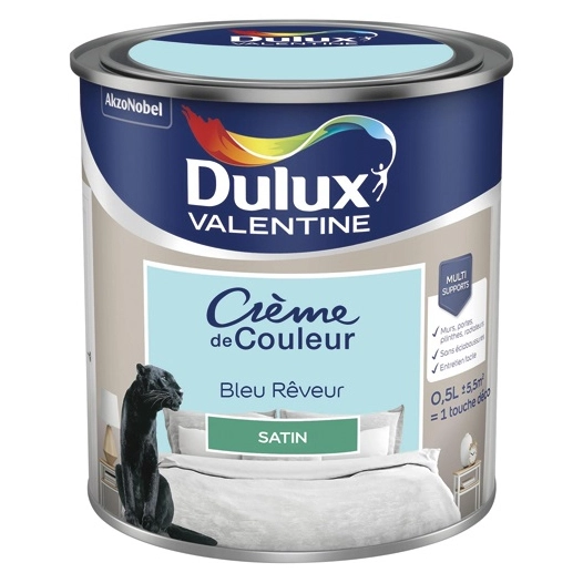 Valentine crème de couleur satin 0.5l bleu rêveur - DULUX VALENTINE