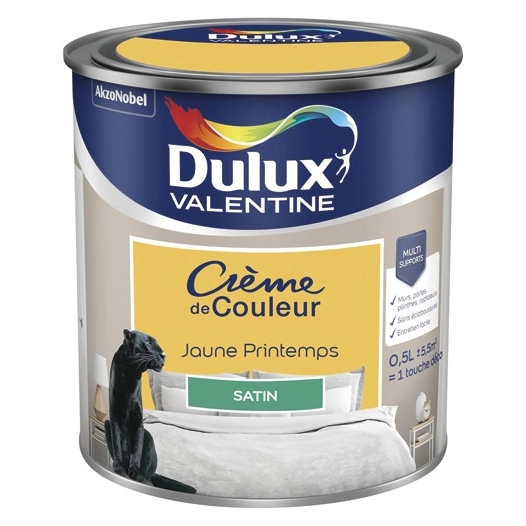 Valentine crème de couleur satin 0.5l jaune printemps - DULUX VALENTINE